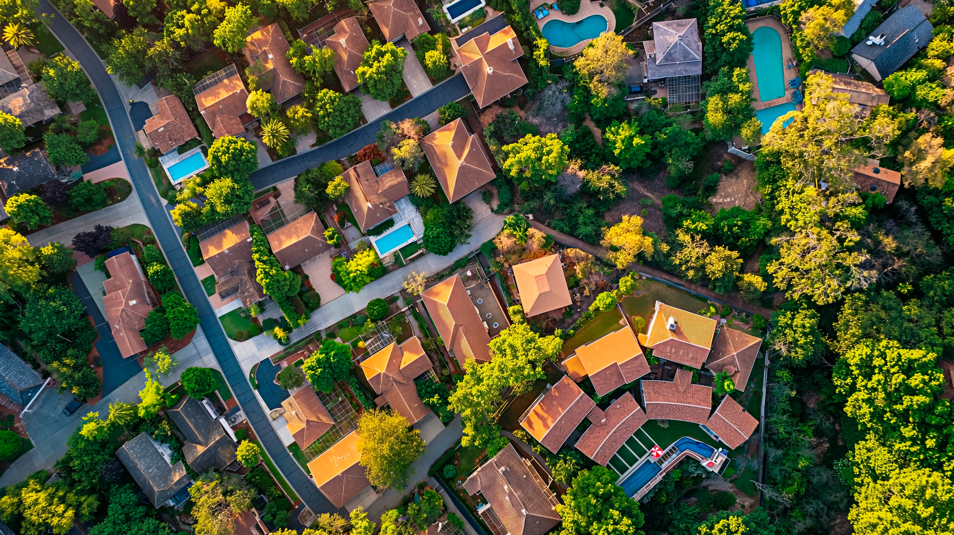 aerial view of homes