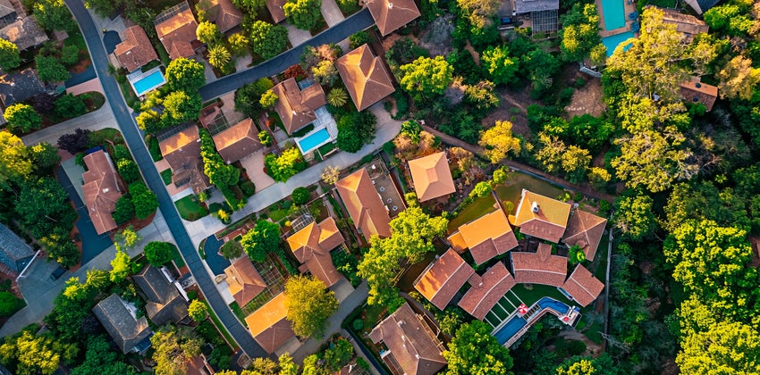 aerial view of homes