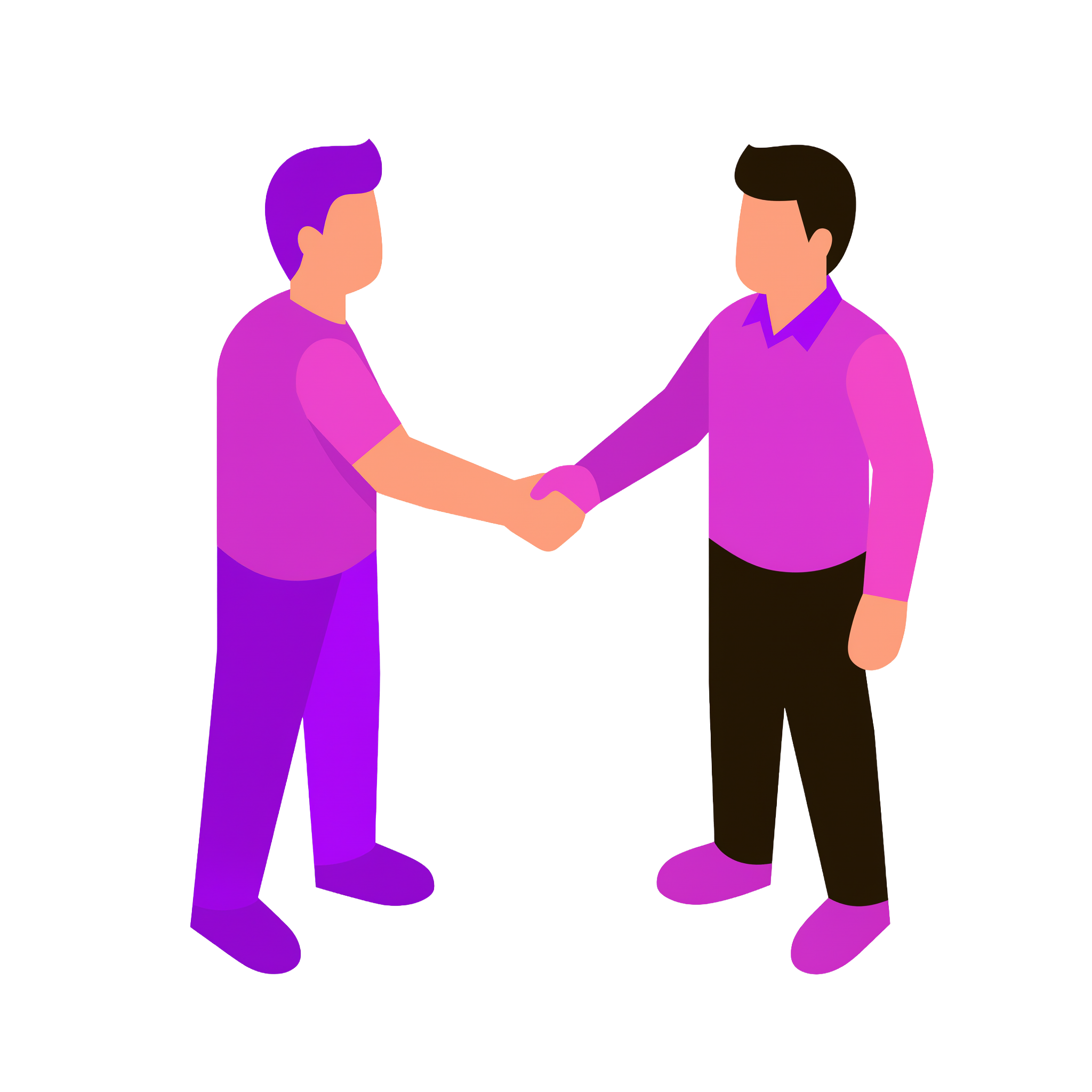 An illustration of two people shaking hands.