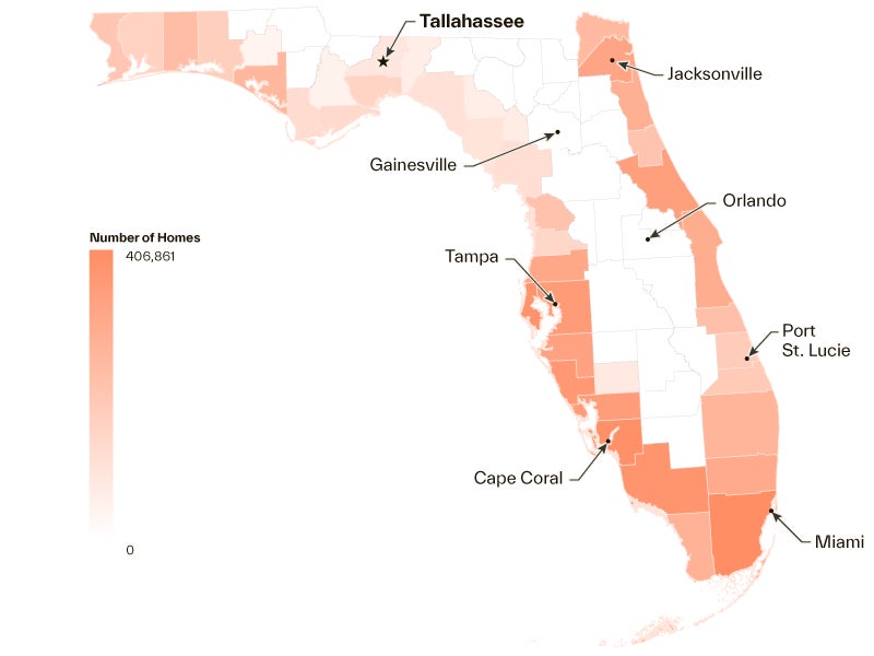 Florida homes at risk of storm surge