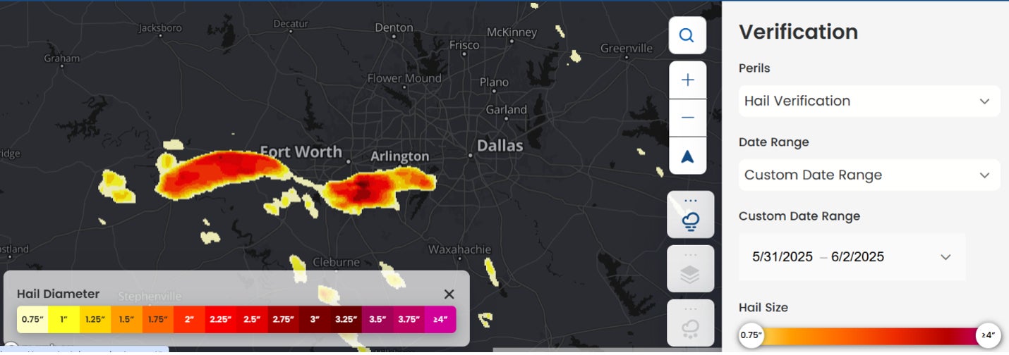 forensic technology outlining Texas hailstorm.