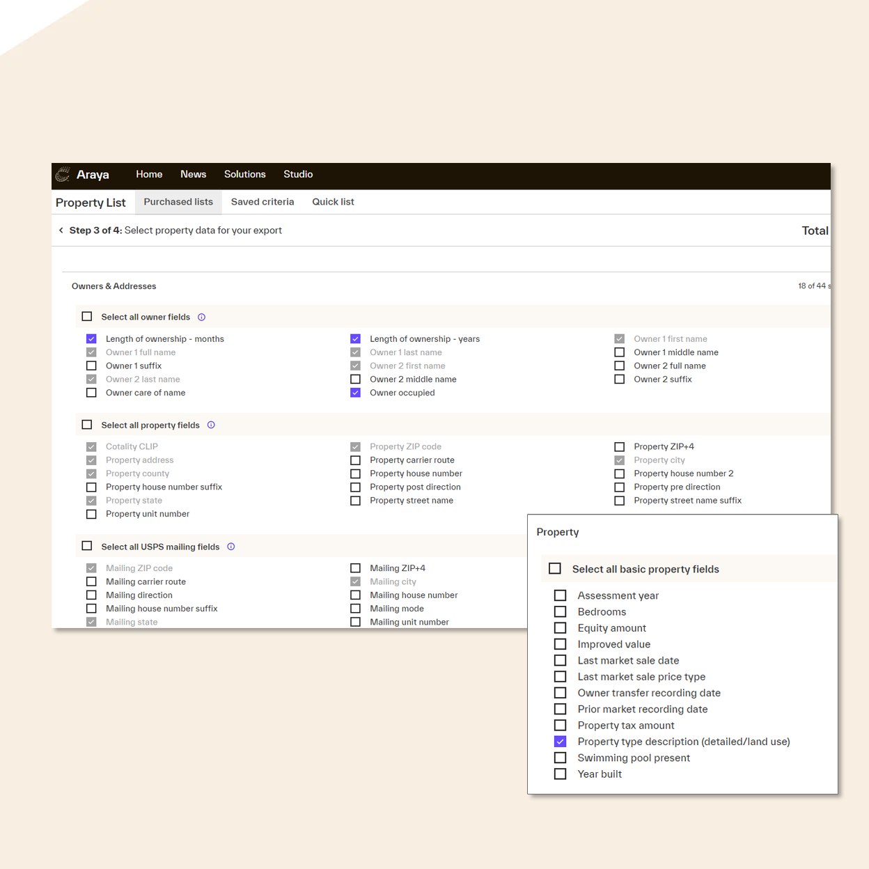 A screenshot of the source data interface of Property List.