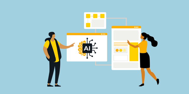 Two people working with AI