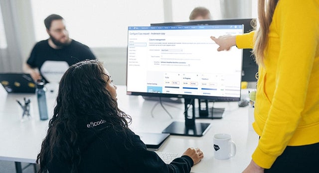 Pointing at Jira on screen