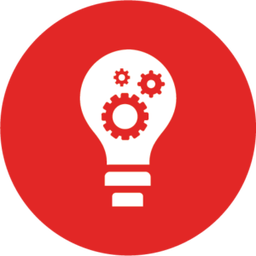 innovation icon in a red circle
