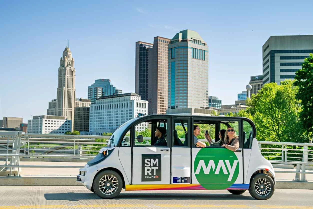 Columbus smart car with passengers