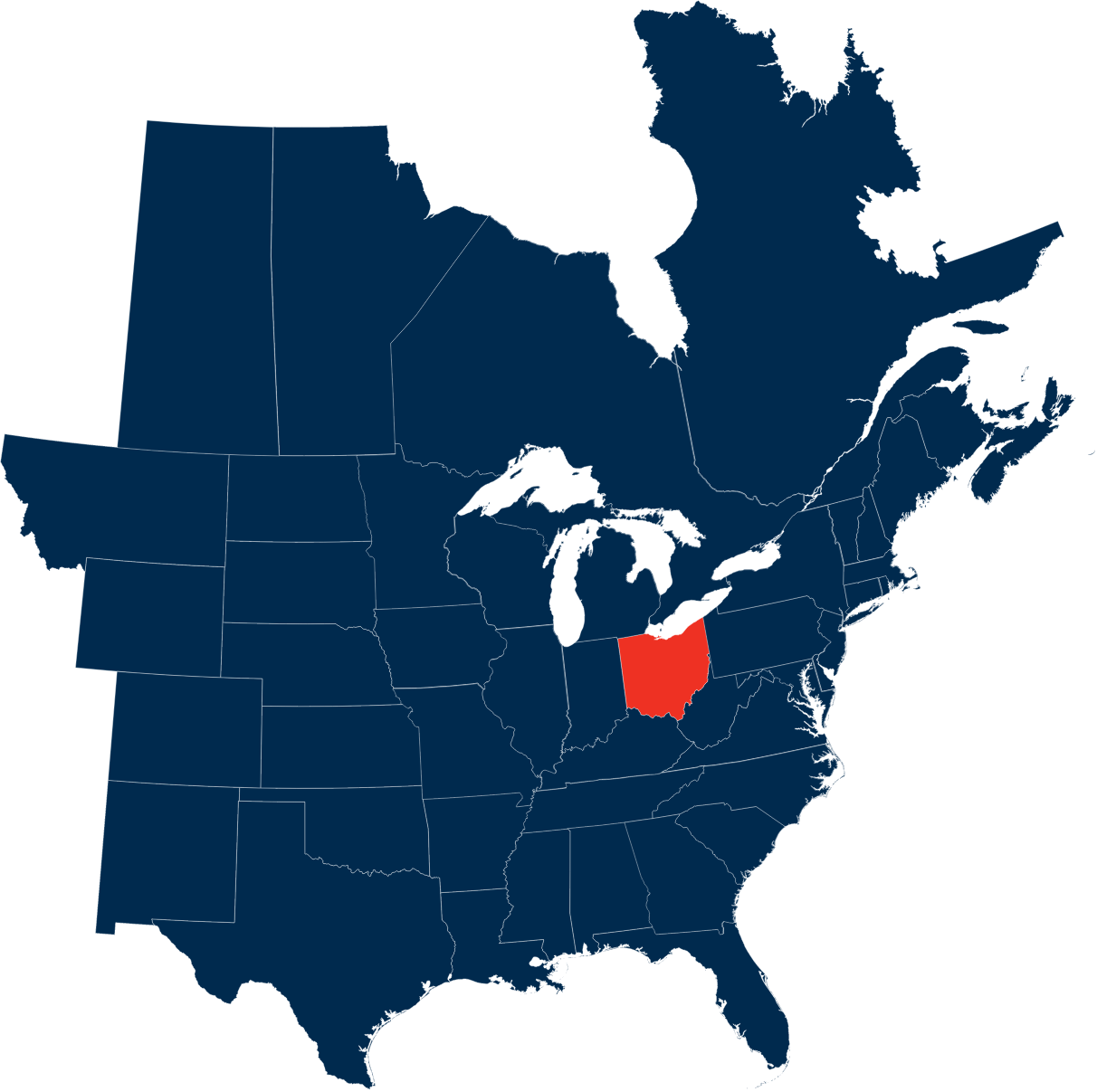 US Map with Ohio highlighted in red
