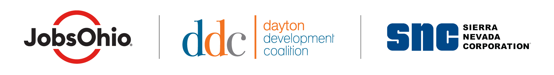 JobsOhio, Dayton Development Coalition, Sierra Nevada Corporation logos