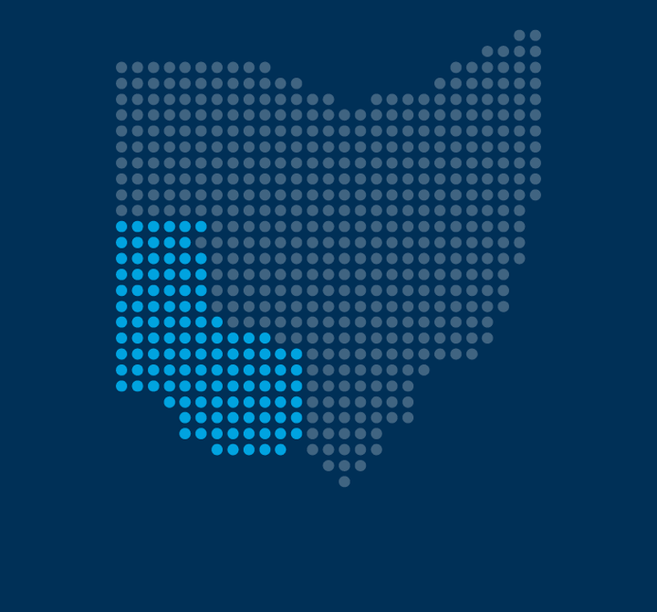 The Southwest region highlighted on an Ohio map