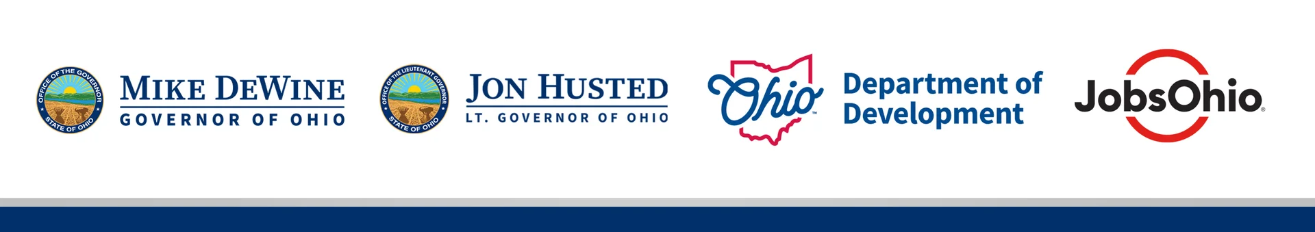 Mike Devine, Governor of Ohio, Jon Husten Lt. Governor of Ohio, JobsOhio and Joby Aviation logos