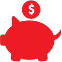 red piggy bank icon