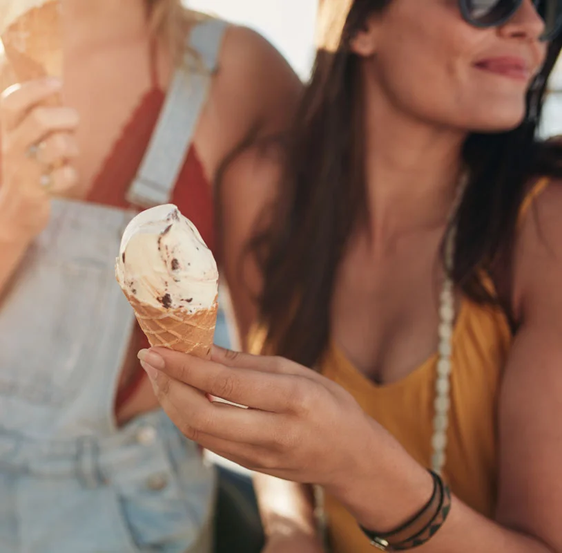 Columbus woman holding an ice cream cone
