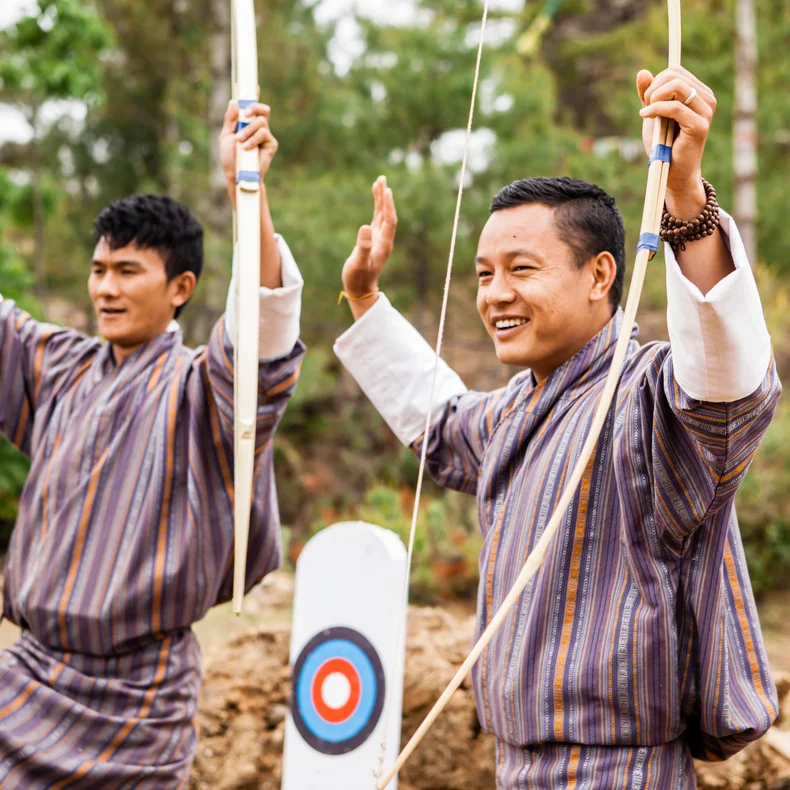 Test your precision with a game of archery, Bhutan’s national sport