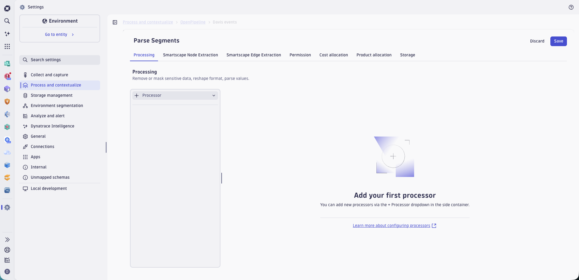 An example of a newly created and renamed Davis event pipeline.