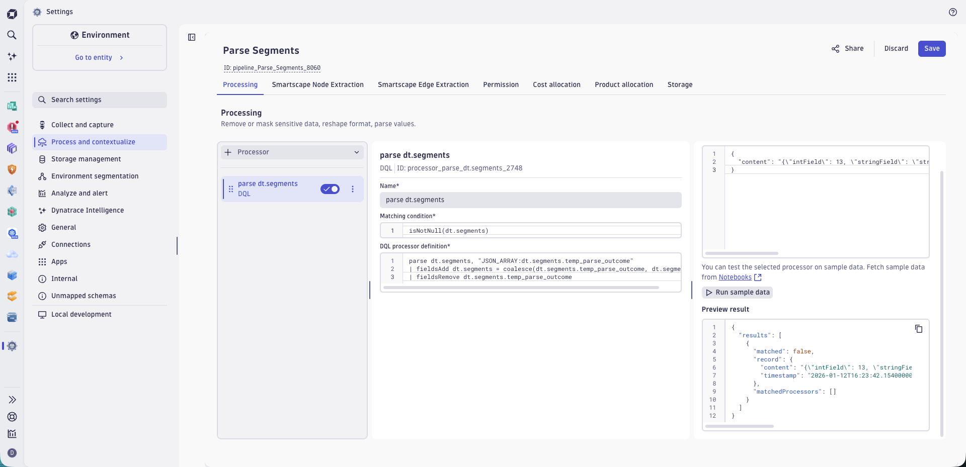 An example of testing a Davis event pipeline processor with sample data.