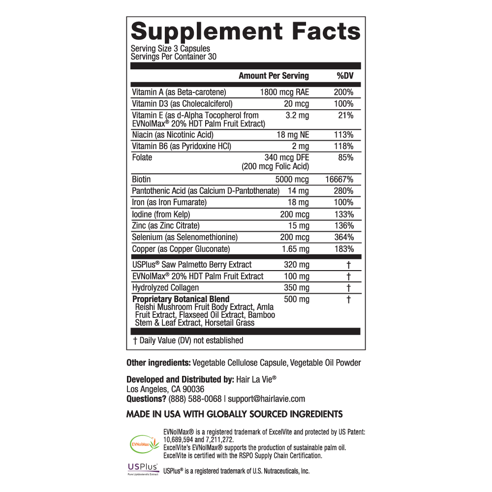 Hair La Vie Clinical Formula Hair Vitamins - Clinically Studied | Hair La  Vie