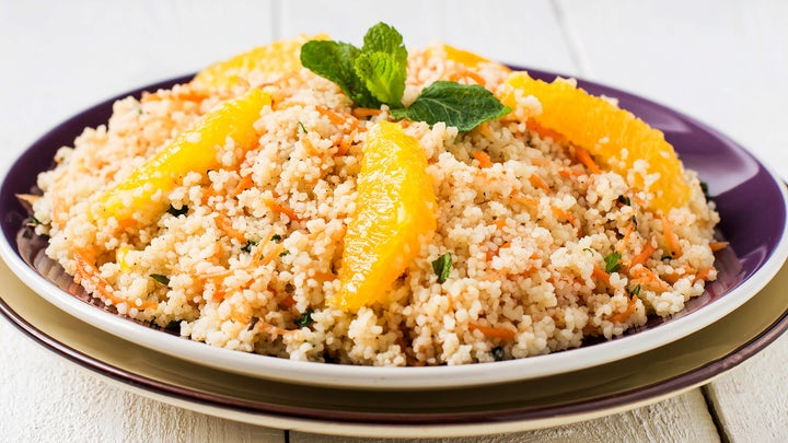 couscous salad with oranges and mackerel