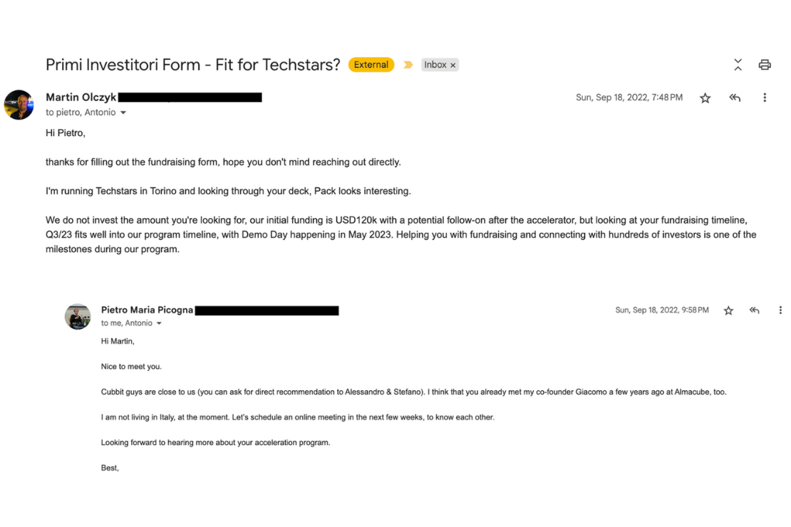 email screenshot - Pack