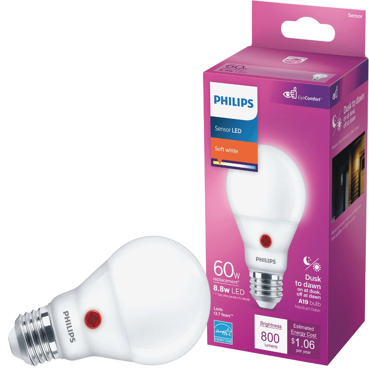 Philips Equivalent Soft White A19 Medium Dusk Dawn LED Light 573238 46677573232 | eBay