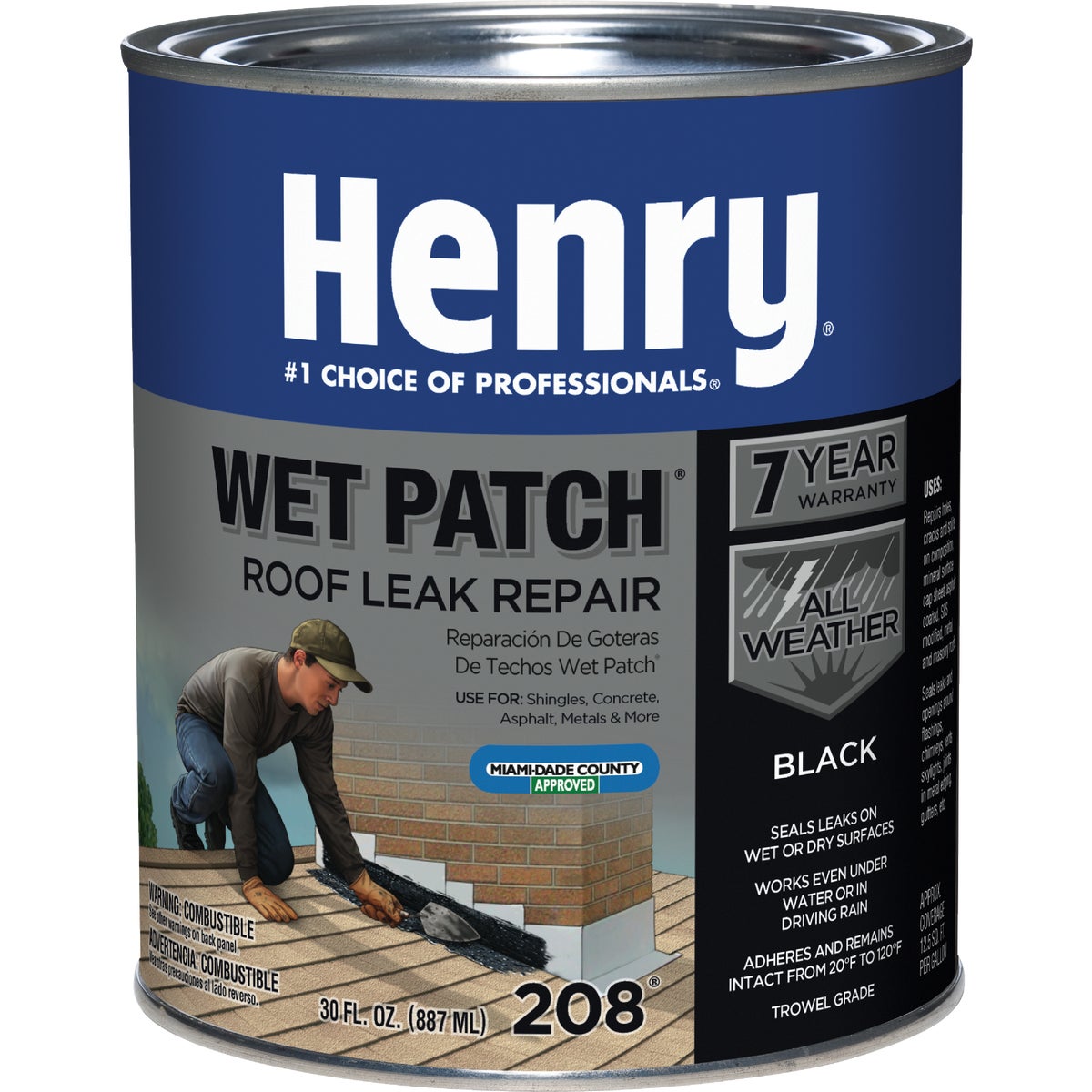 HE208030 Henry Wet Patch Roof Cement and Patching Sealant & cement patching roof sealant