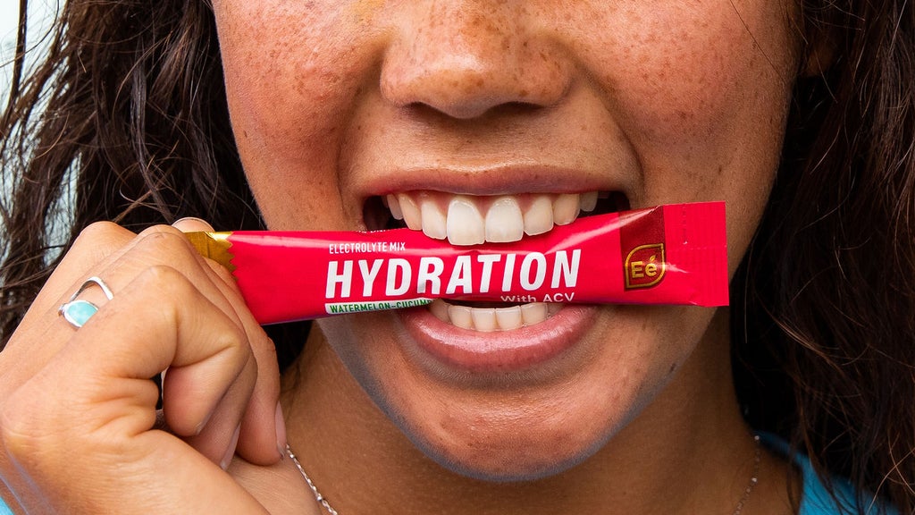 playful woman showing Essential elements Hydration