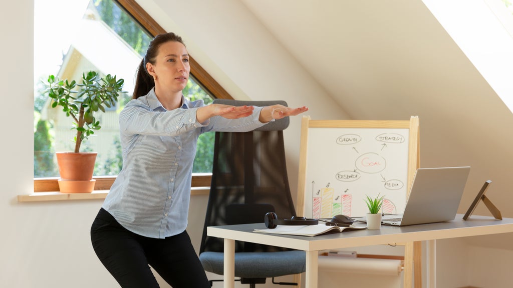 woman working out at the office