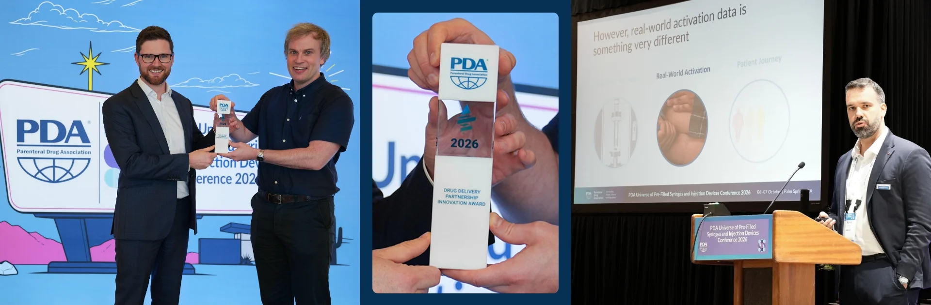 SHL Medical at PDA Universe 2026 featuring the Partnership Innovation Award and a patient-centered autoinjector research presentation. 