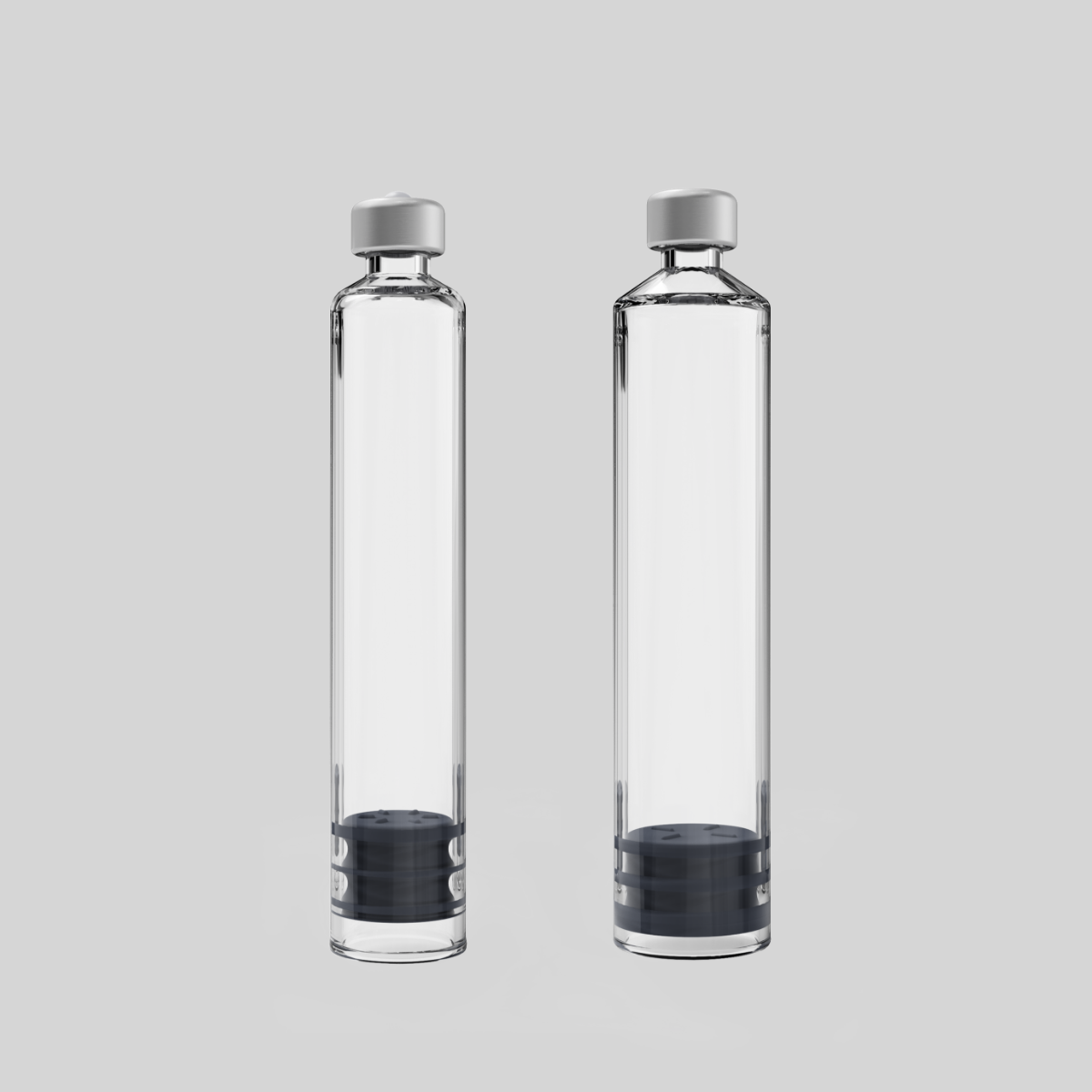 Two glass cartridges used in the Magnitude cartridge-based autoinjector