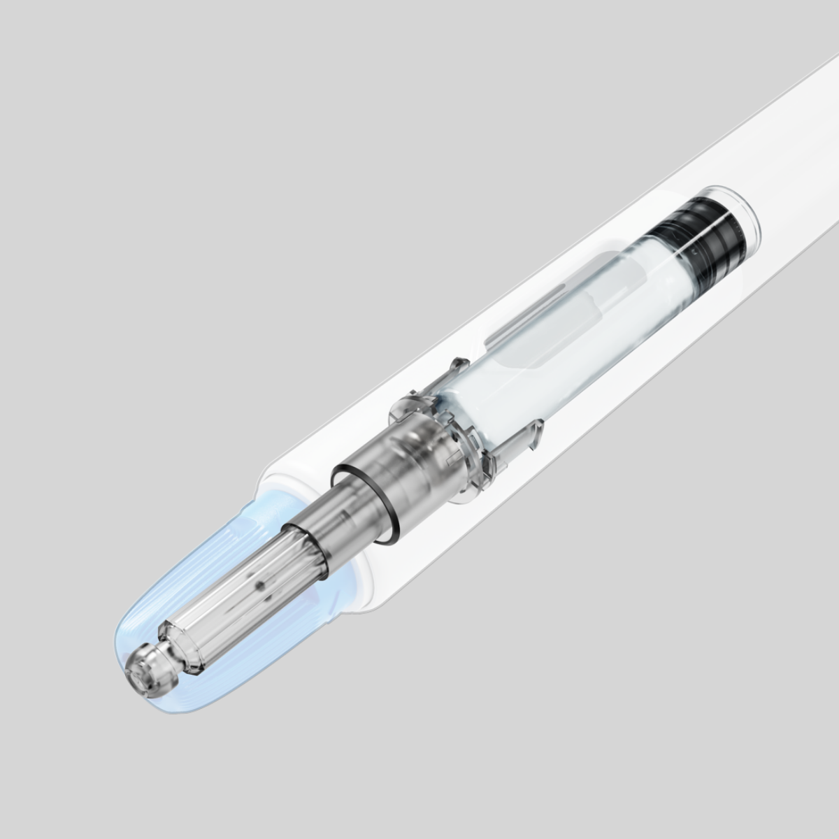 Cutaway view of Magnitude showing the cartridge with pre-attached needle inside the device
