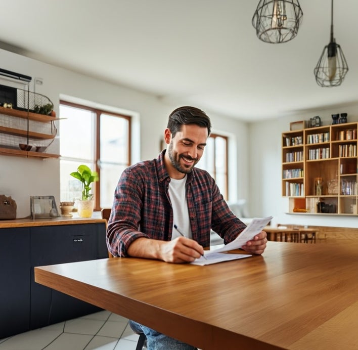 Man ejoys his energy bill