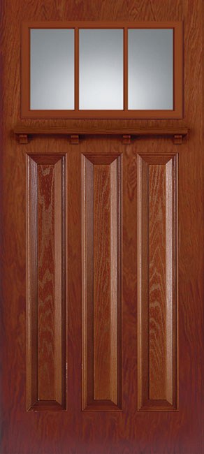 Doors with Glass and Grids - 3 Panel Craftsman 3L