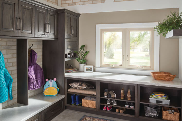 Mudroom with casement windows