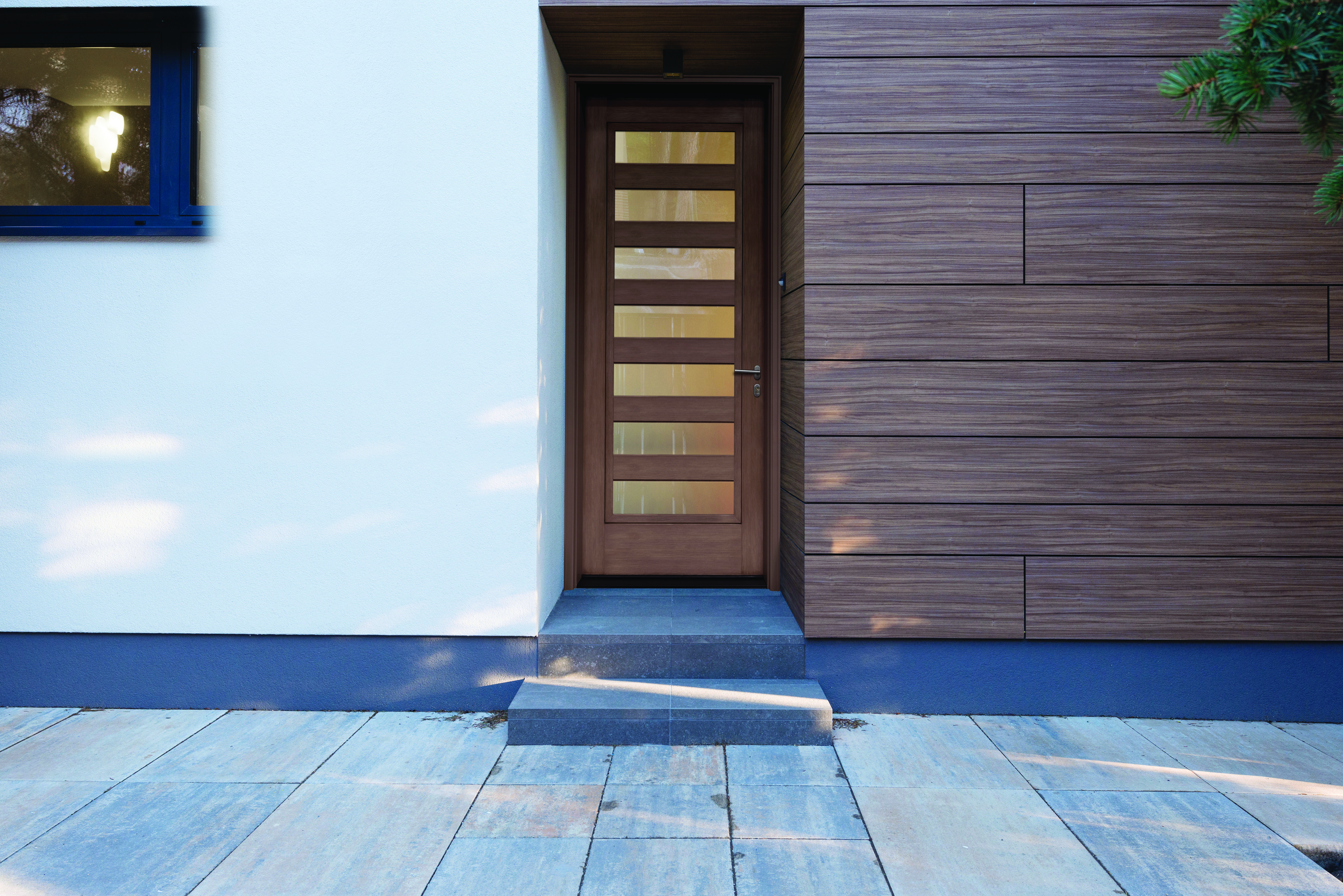 Premium Textured Fiberglass door with a Full Lite door style and Contemporary Simulated Divided Lite glass.