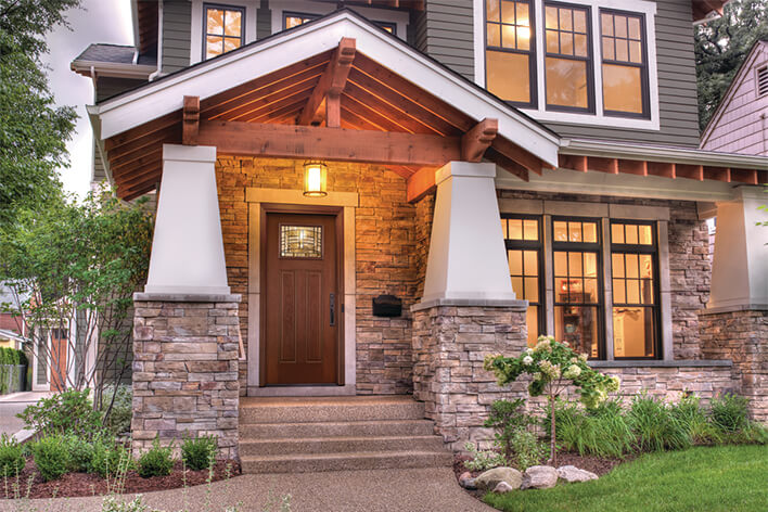 New replacement windows in the front of a home