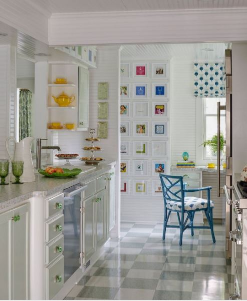 A charming kitchen with beautiful pops of color throughout