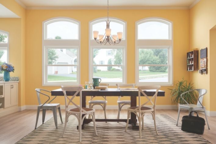 Custom Windows in Yellow Dining Room