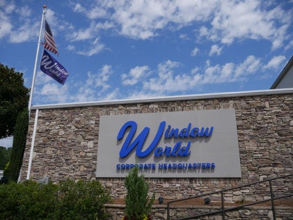 Sign outside of Window World corporate headquarters in North Wilkesboro, NC