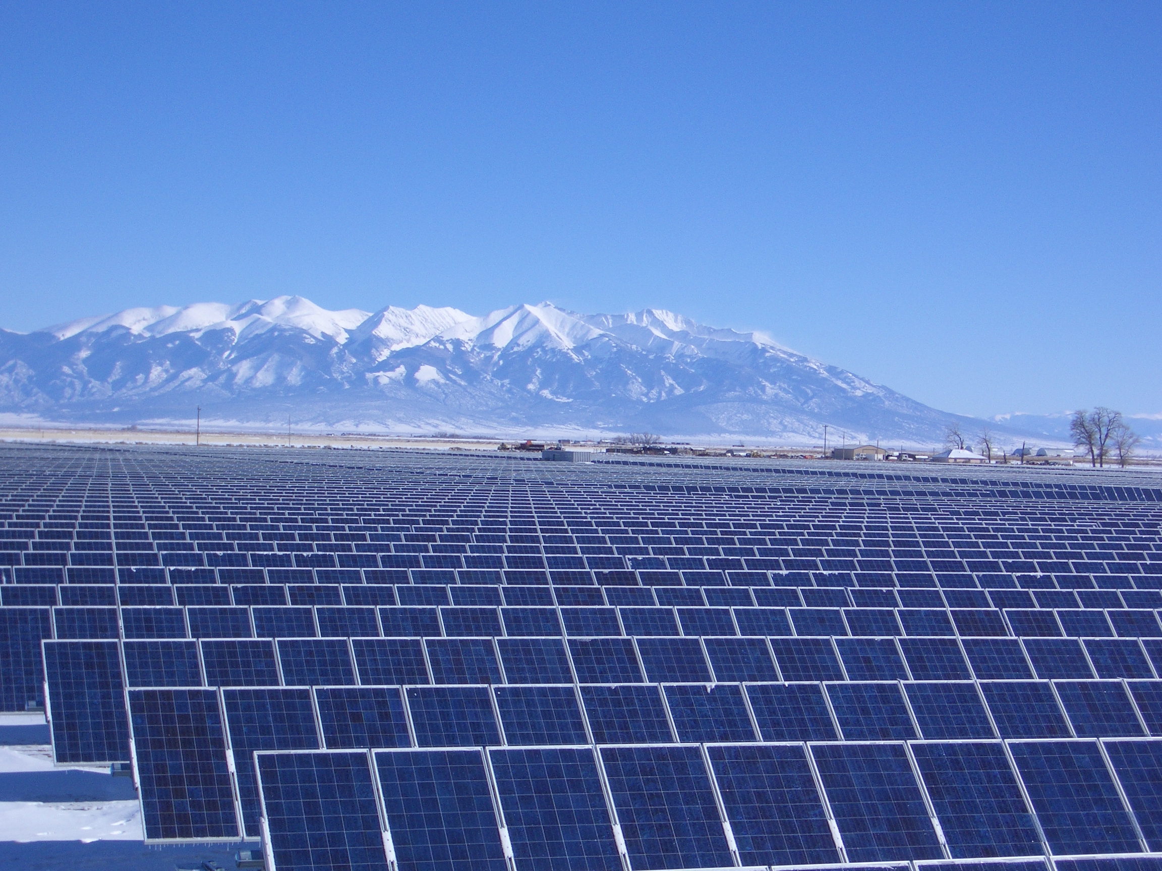 Solar Panels near Mountains