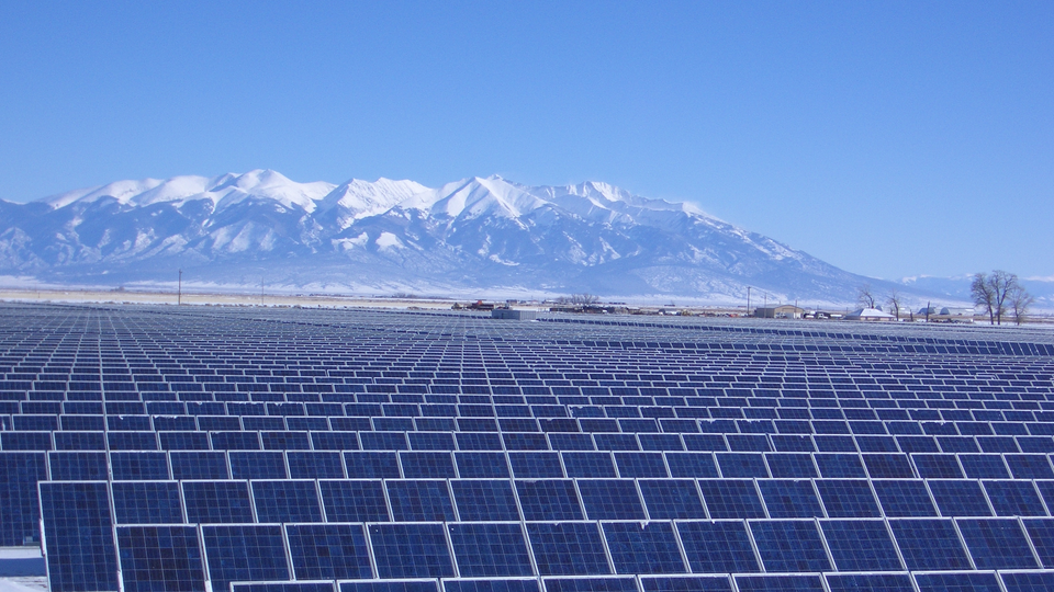 Solar Panels near Mountains