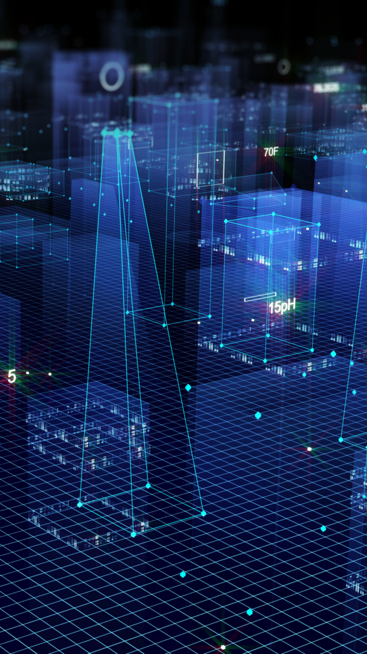 City Backdrop With Grid