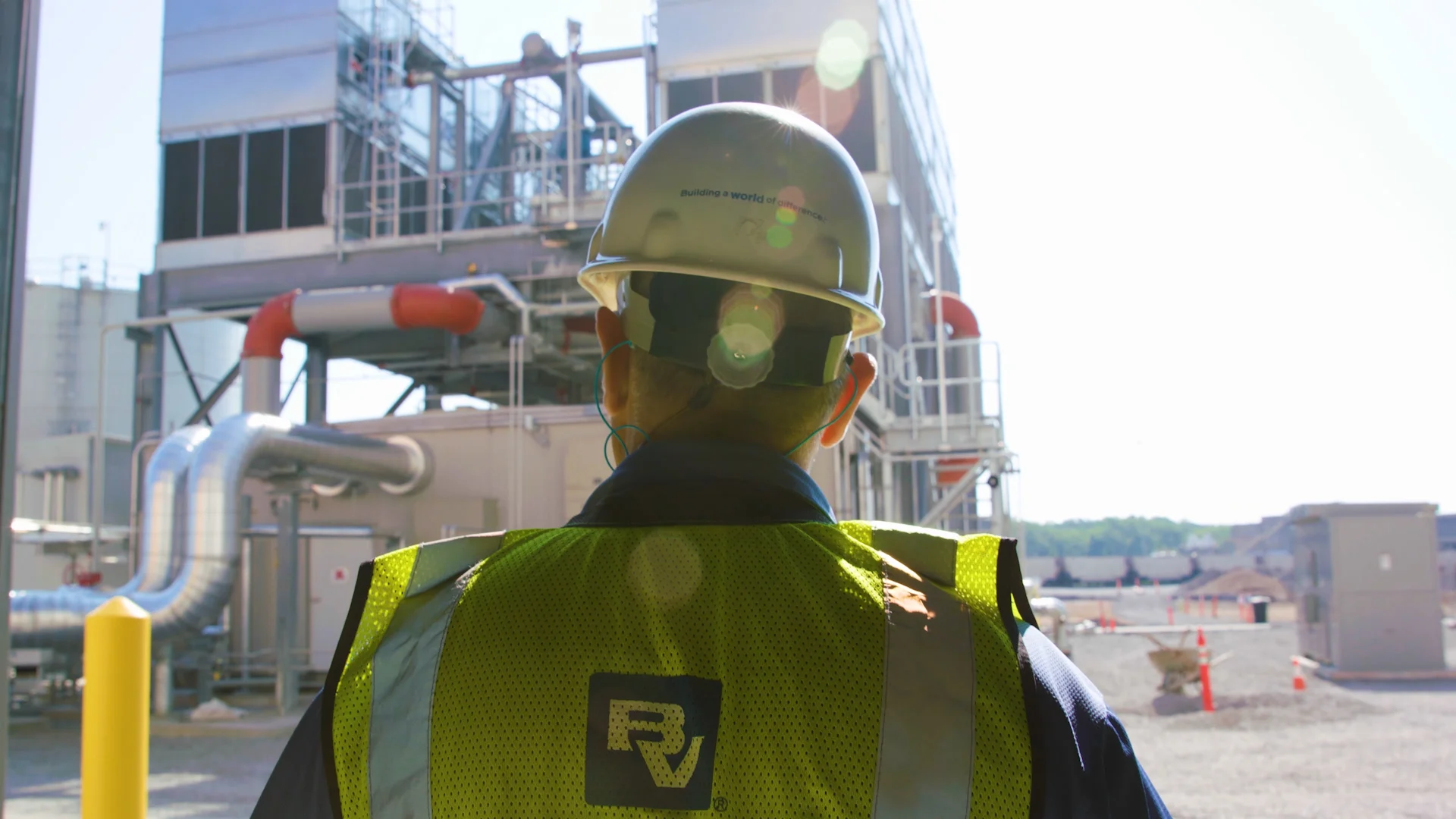 2 construction workers at solar site