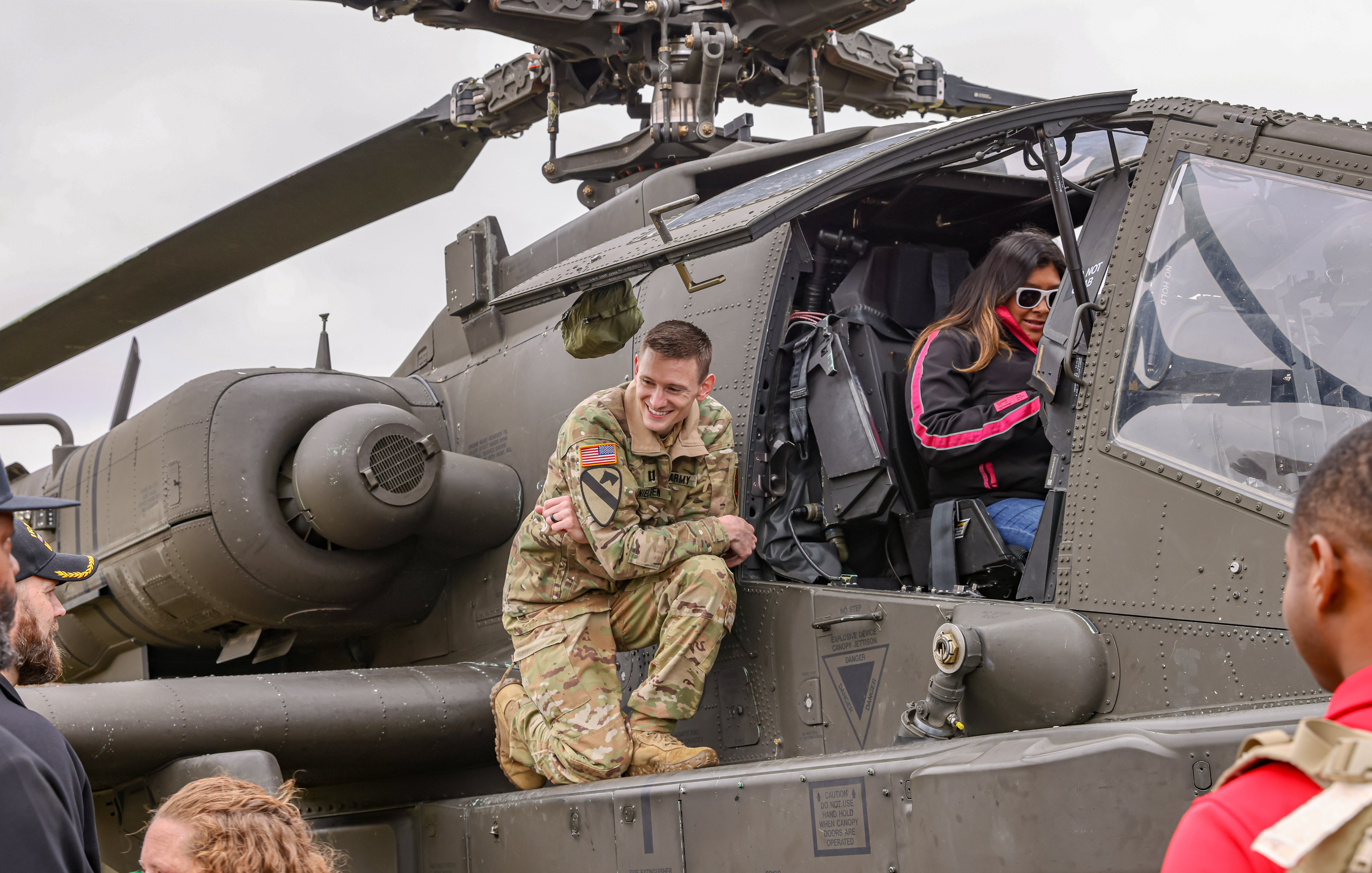 man near helicopter
