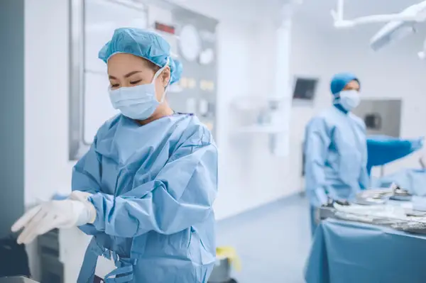 Doctor at a hospital using Kardex system