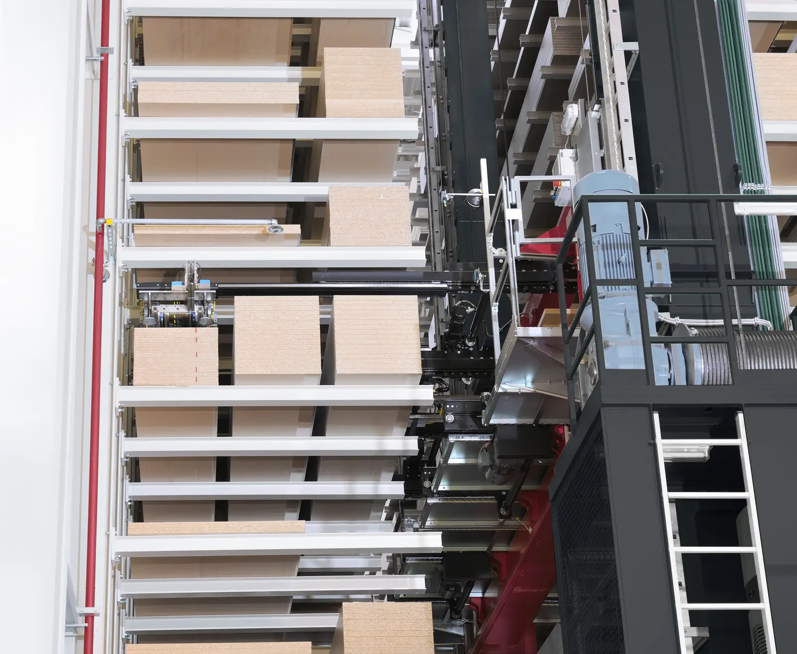 Order picking of a panel in a high-bay warehouse