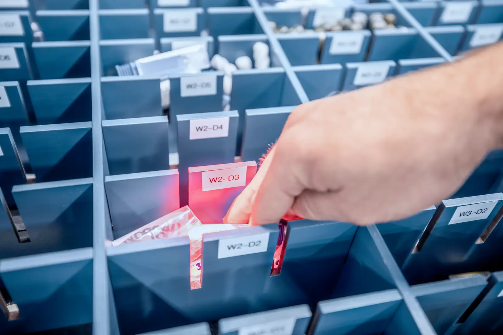 Man picks medical device components