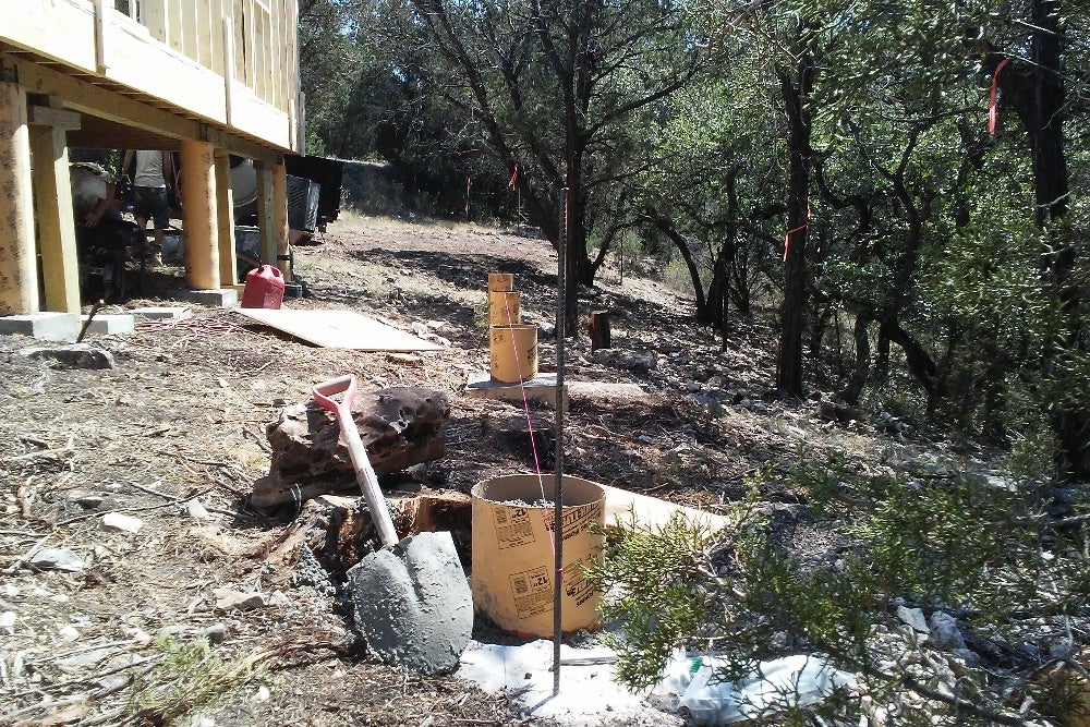 Residential foundation repair work in progress