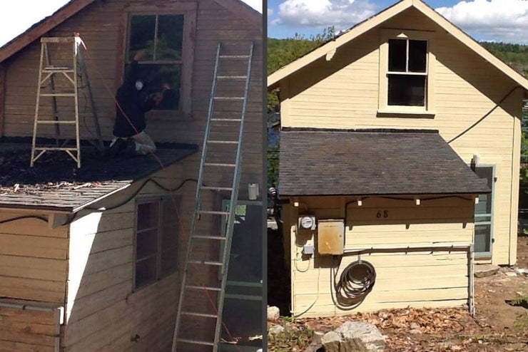 Before and after transformation of a home with fresh exterior painting.