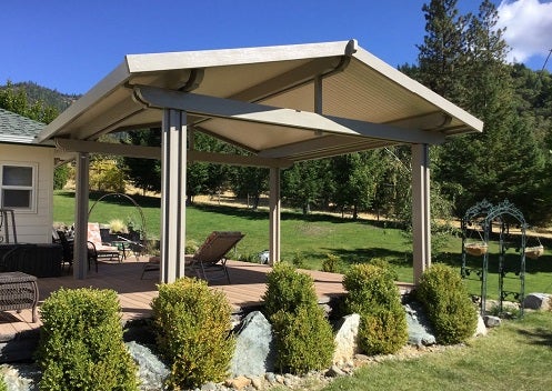 A beautiful patio cover installed in the backyard