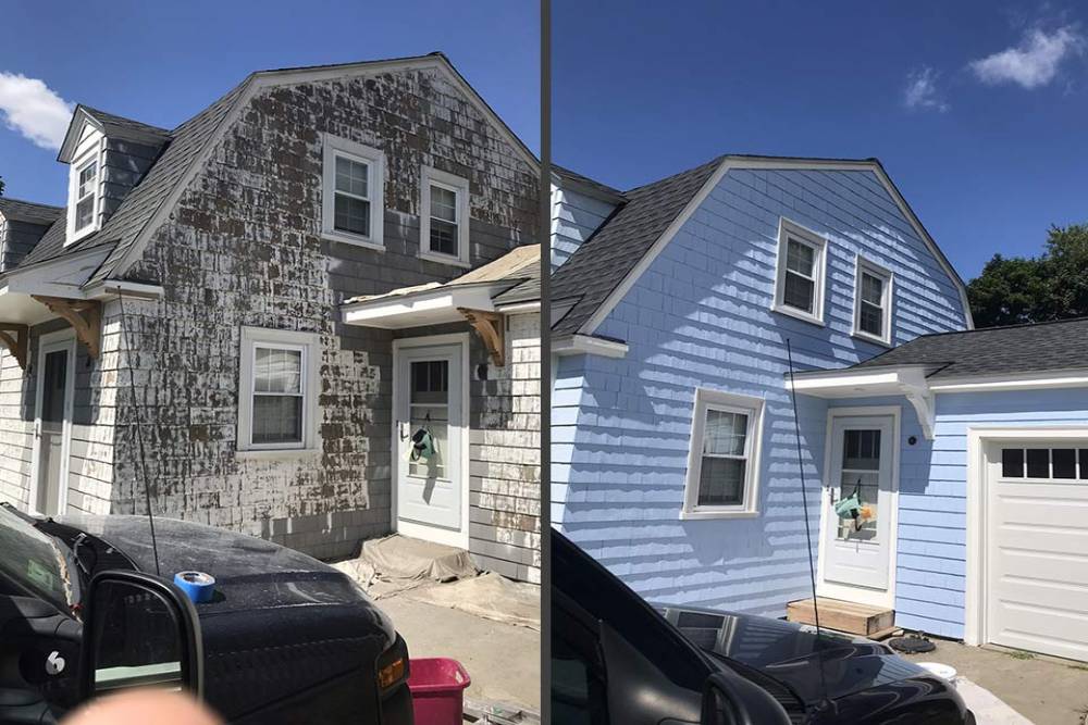 Before and after exterior house painting