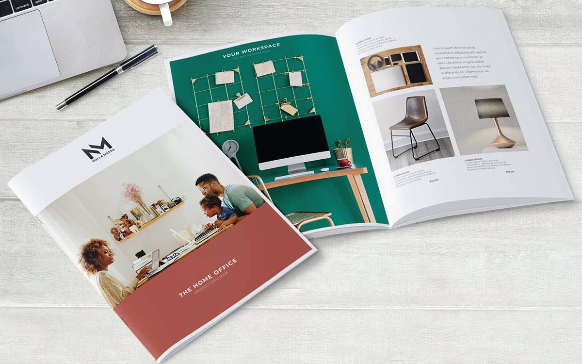 A stack of colorful, professionally printed brochures